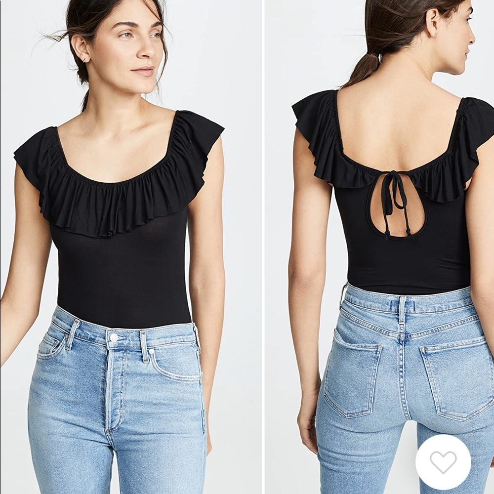 Honeydew off shoulder black bodysuit